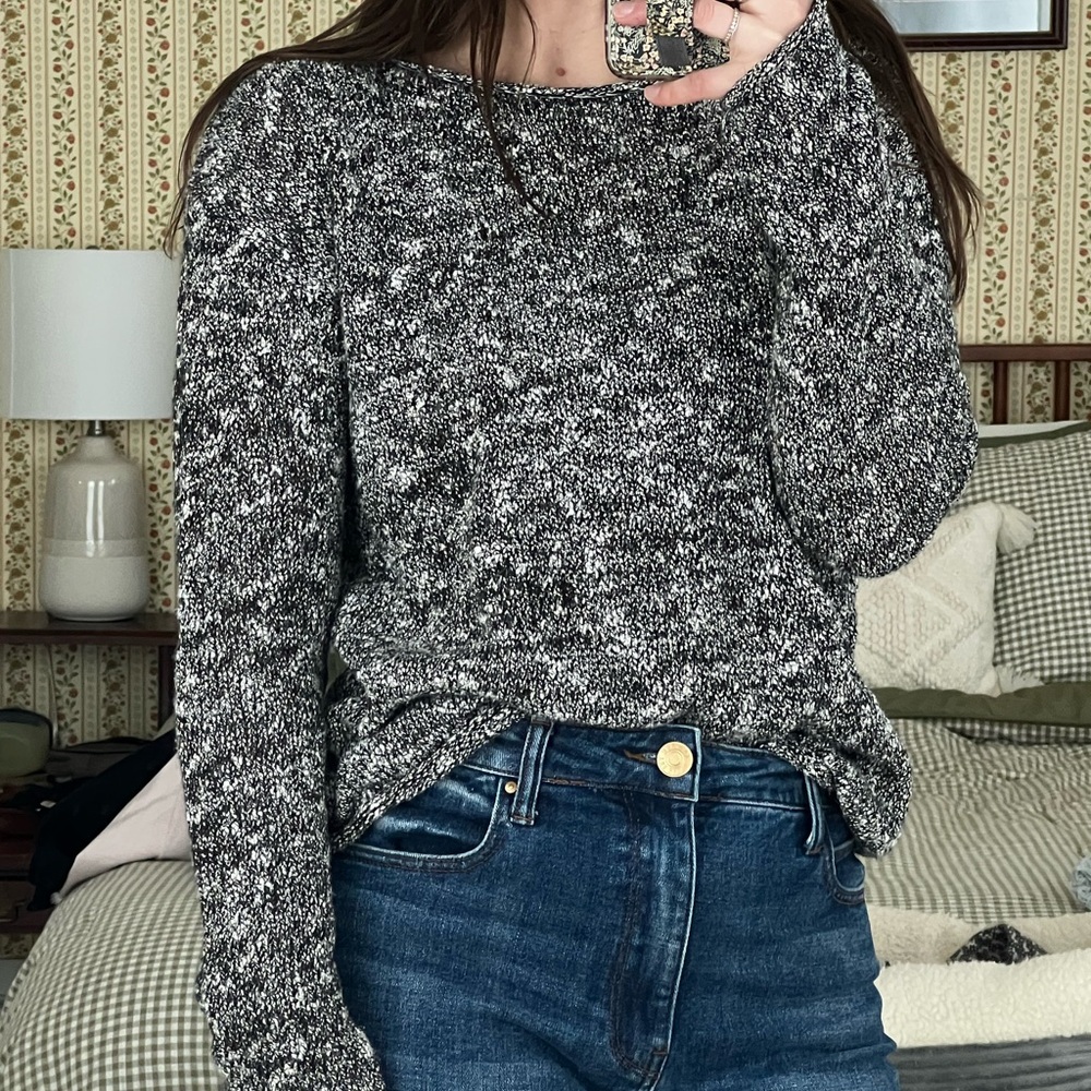 J. Crew Black & White Marled Knit Sweater